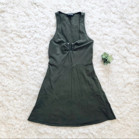 Express Dresses & Skirts - Express Olive Green Cotton Skater Dress - Small